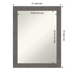 Specchio da parete per bagno con cornice stretta grigio rustico a listelli non smussati 22" x 28"