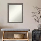Specchio da parete per bagno con cornice stretta grigio rustico a listelli non smussati 22" x 28"