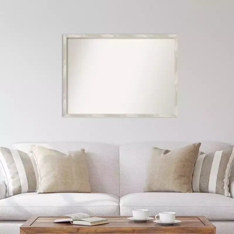 Specchio da parete 40" x 29" con cornice stretta metallizzata screpolata e senza smussatura