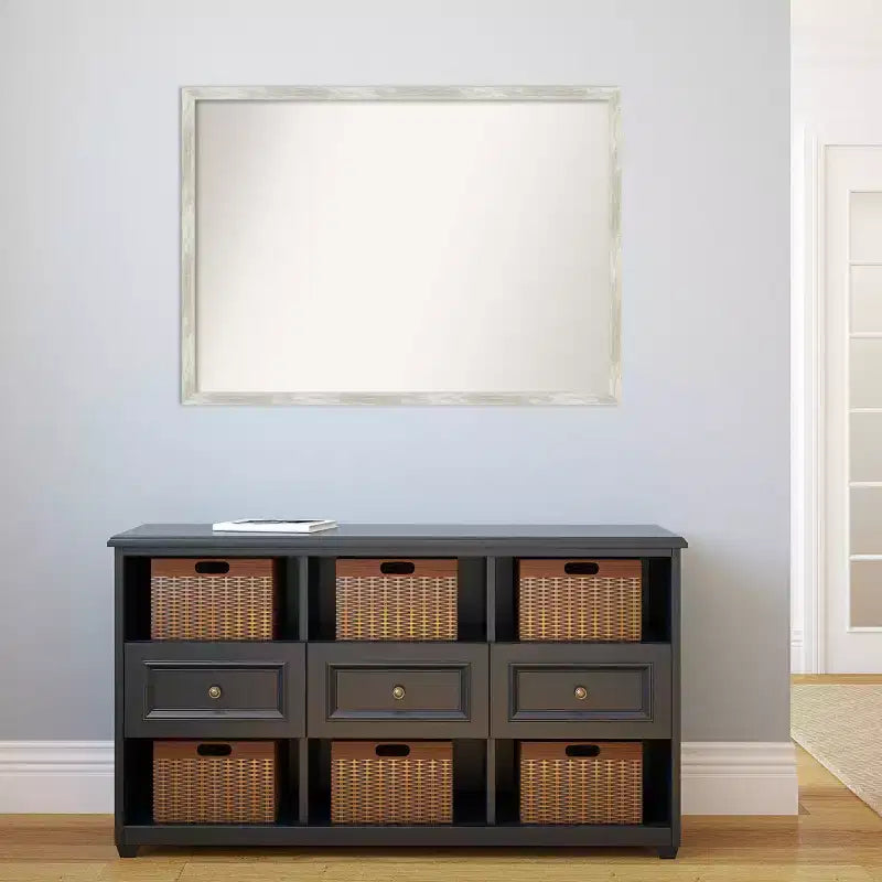 Specchio da parete 40" x 29" con cornice stretta metallizzata screpolata e senza smussatura