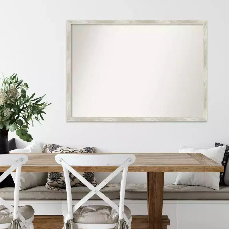 Specchio da parete 40" x 29" con cornice stretta metallizzata screpolata e senza smussatura