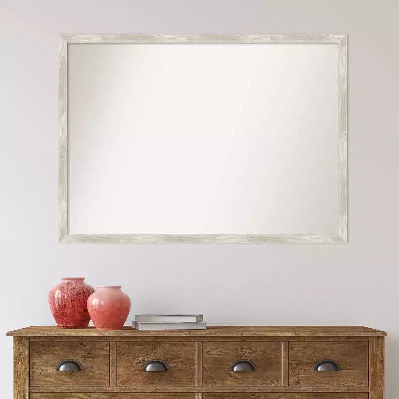 Specchio da parete 40" x 29" con cornice stretta metallizzata screpolata e senza smussatura