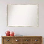Specchio da parete 40" x 29" con cornice stretta metallizzata screpolata e senza smussatura