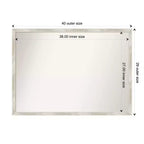Specchio da parete 40" x 29" con cornice stretta metallizzata screpolata e senza smussatura