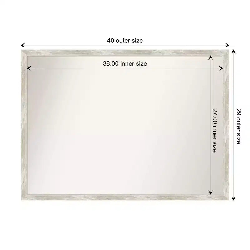 Specchio da parete 40" x 29" con cornice stretta metallizzata screpolata e senza smussatura