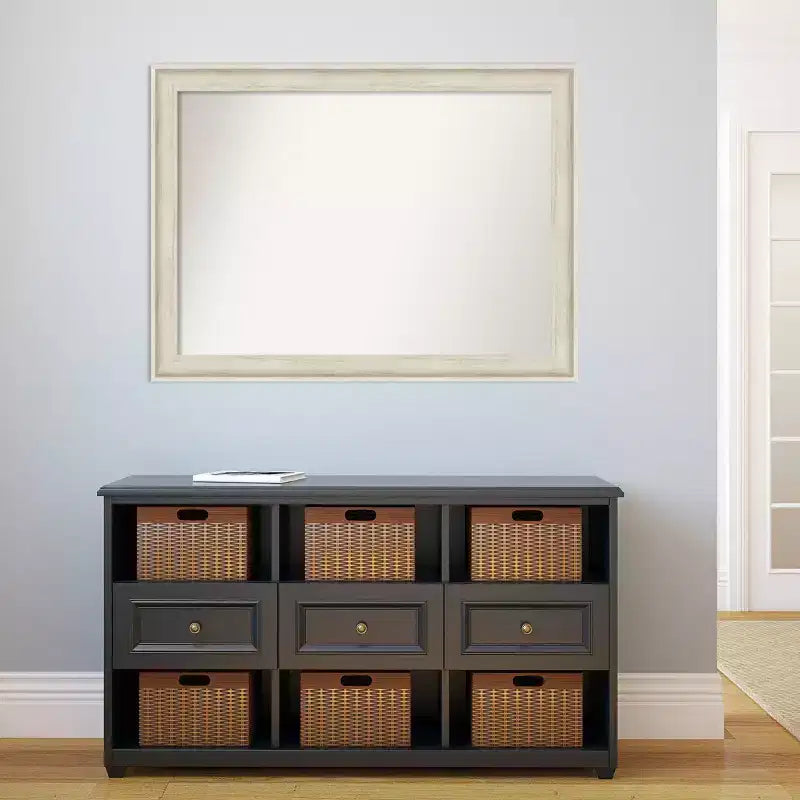 Specchio da parete per bagno 43" x 32" con cornice crema Regal Birch senza smussatura