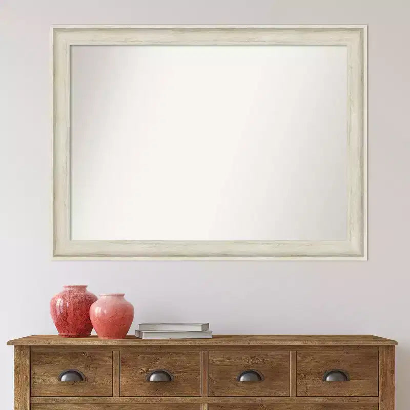 Specchio da parete per bagno 43" x 32" con cornice crema Regal Birch senza smussatura