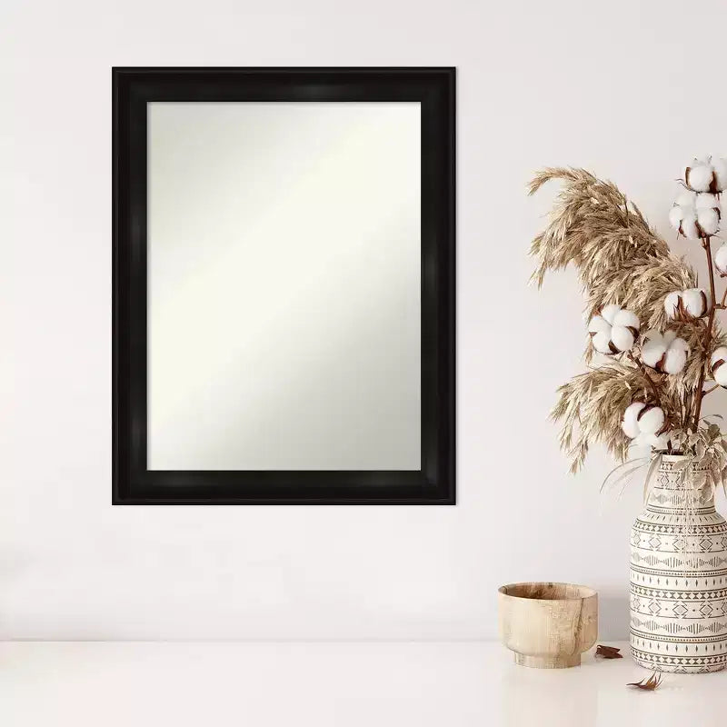 Specchio da parete 22" x 28" Grand Black con cornice sottile, senza smussature – Rettangolare, moderno, a parete