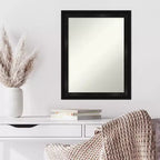 Specchio da parete 22" x 28" Grand Black con cornice sottile, senza smussature – Rettangolare, moderno, a parete