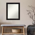 Specchio da parete 22" x 28" Grand Black con cornice sottile, senza smussature – Rettangolare, moderno, a parete