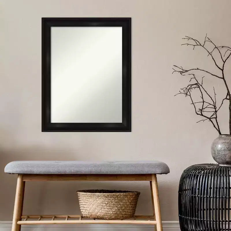 Specchio da parete 22" x 28" Grand Black con cornice sottile, senza smussature – Rettangolare, moderno, a parete