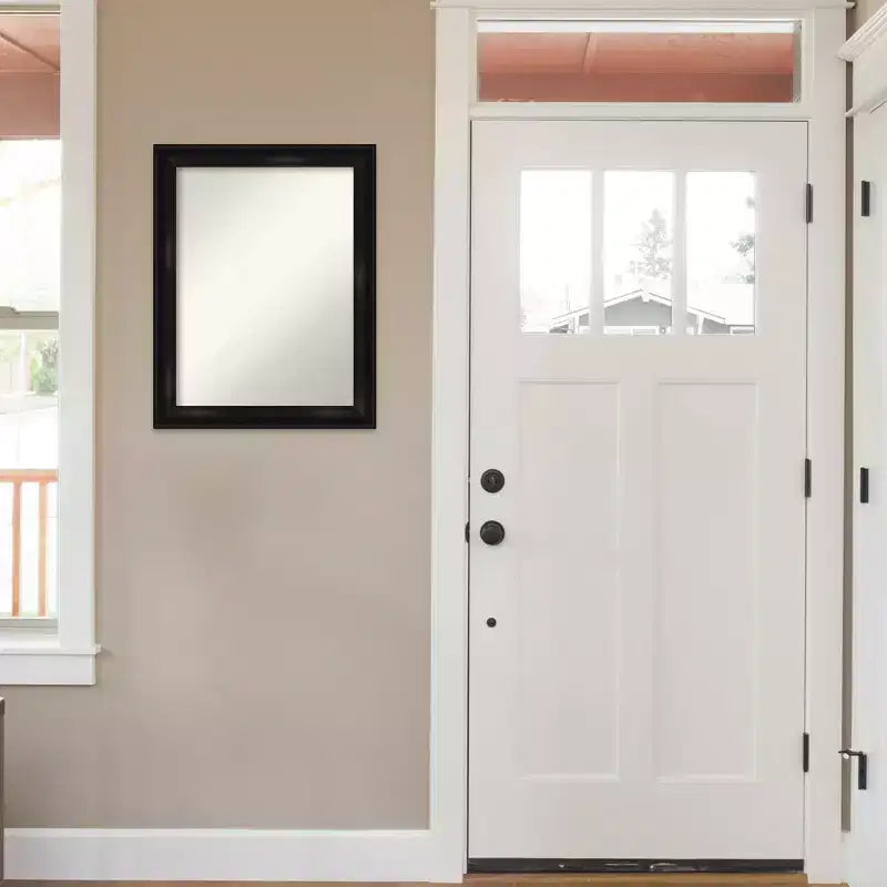 Specchio da parete 22" x 28" Grand Black con cornice sottile, senza smussature – Rettangolare, moderno, a parete