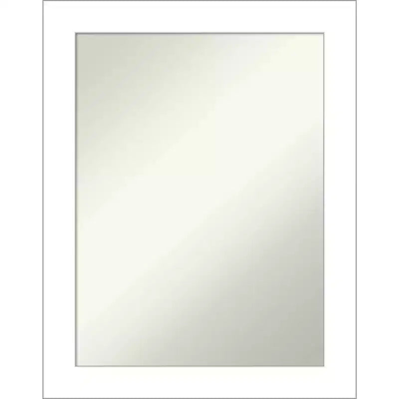 22" x 28" Non-Beveled Wedge White Bathroom Wall Mirror - Amanti Art: Modern Rectangle, Includes Mounting Hardware