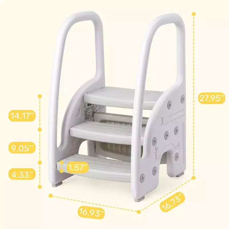 Sgabello a 3 gradini per bambini con maniglie – Antiscivolo, leggero per bagno, cucina e vasino