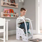 Sgabello a 3 gradini per bambini con maniglie – Antiscivolo, leggero per bagno, cucina e vasino