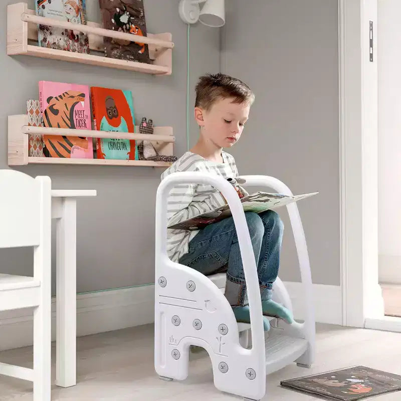Sgabello a 3 gradini per bambini con maniglie – Antiscivolo, leggero per bagno, cucina e vasino
