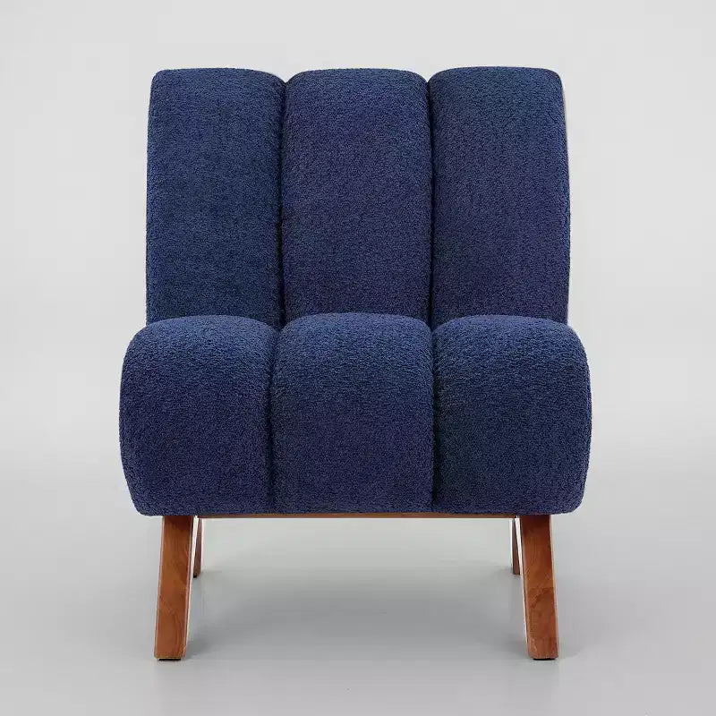 Art Leon Polar Fleece Fabric Upholstered Accent Slipper Chair with Rubber Wood Legs