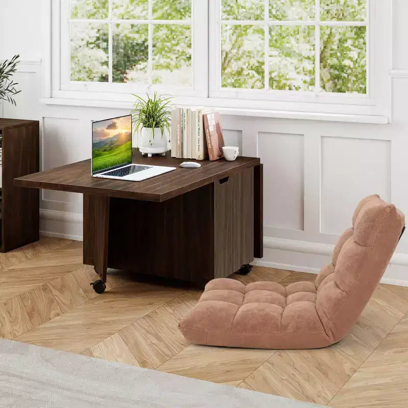 Tavolino da Caffè Pieghevole 122 cm Allungabile con Armadietti e Ruote – Rovere/Noce/Marrone