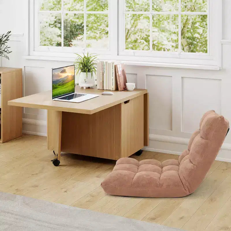Tavolino da Caffè Pieghevole 122 cm Allungabile con Armadietti e Ruote – Rovere/Noce/Marrone