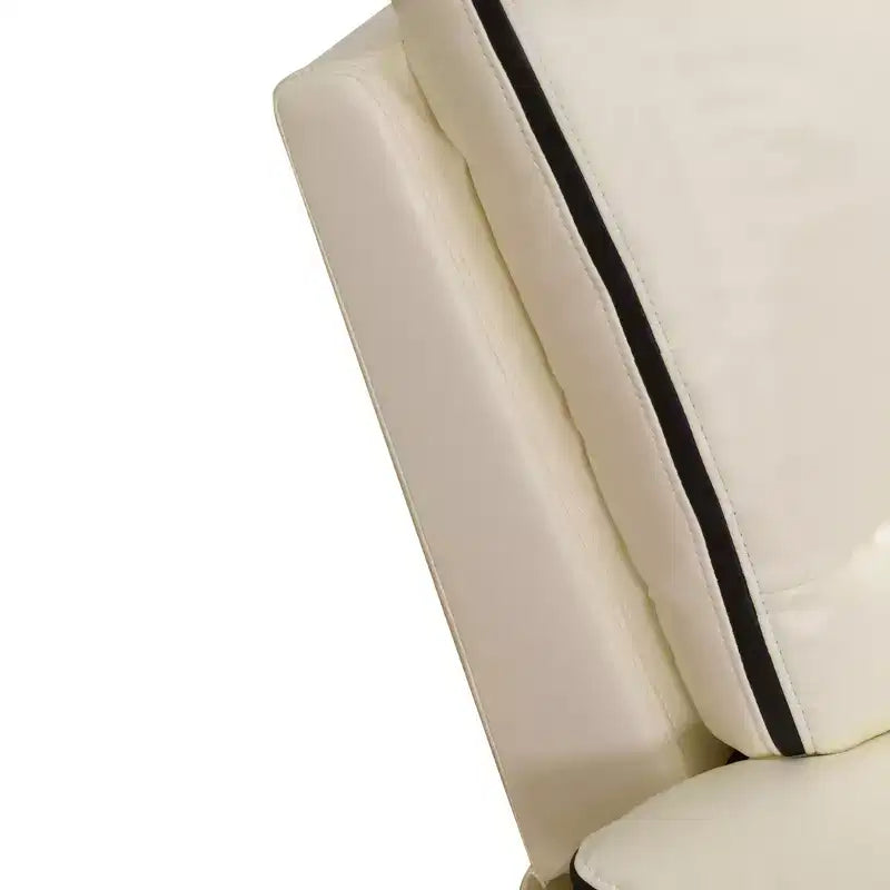 Divanetto reclinabile elettrico MAYEERTY, divano reclinabile in pelle a 2 posti con ricarica USB, portaoggetti e portabicchieri per soggiorno, bianco sporco
