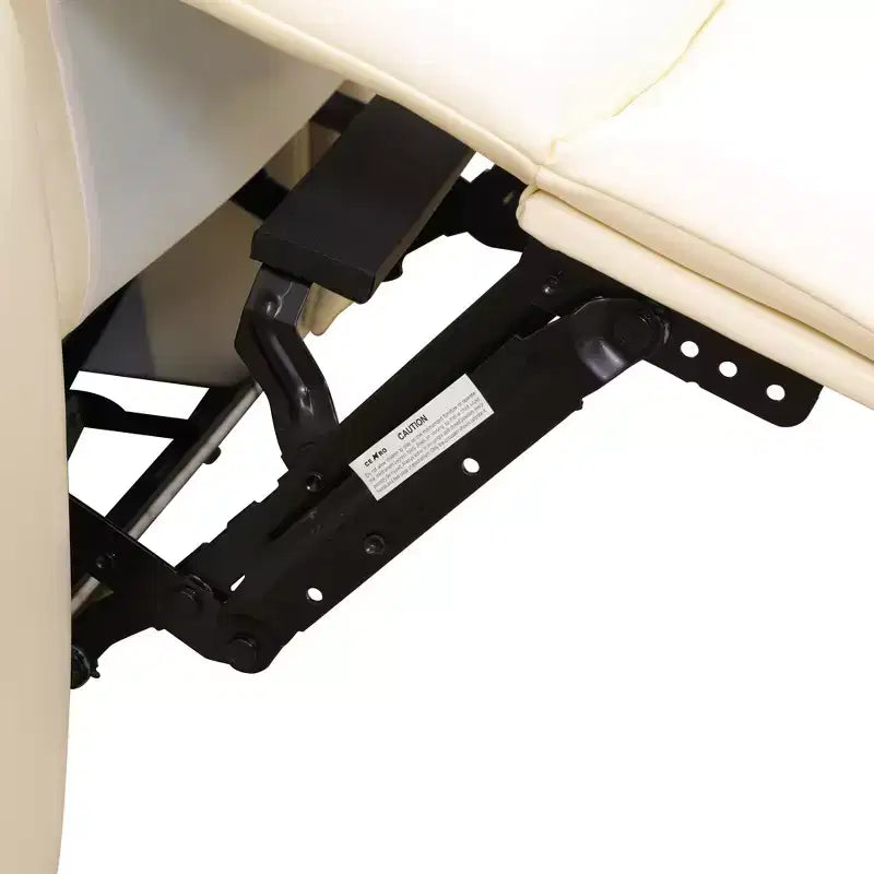 Divanetto reclinabile elettrico MAYEERTY, divano reclinabile in pelle a 2 posti con ricarica USB, portaoggetti e portabicchieri per soggiorno, bianco sporco
