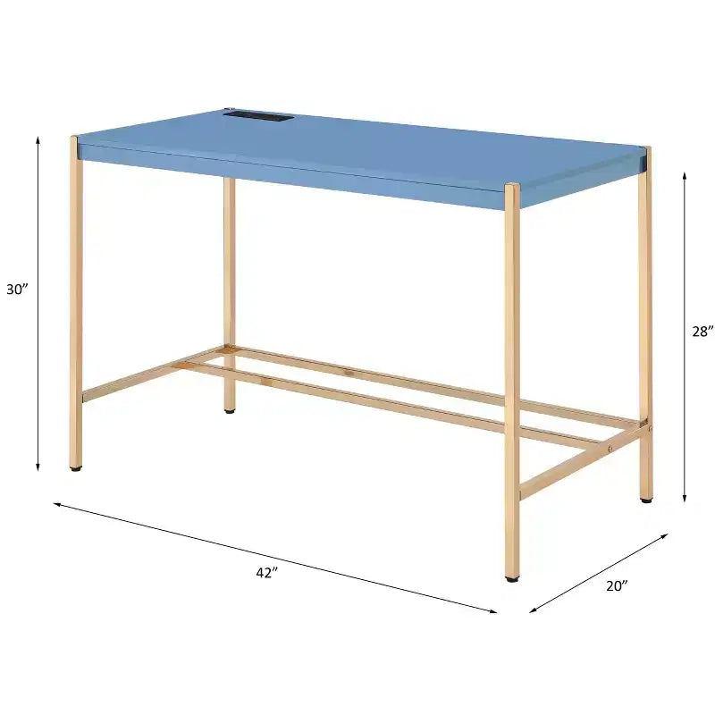 Okak 42IN Elegante Scrivania con Gambe in Metallo Dorato, Scrivania Alta con Ampio Piano del Tavolo, Scrivania da Ufficio per Soggiorno, Sala Lettura