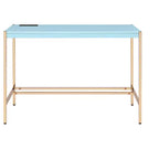 Okak 42IN Elegante Scrivania con Gambe in Metallo Dorato, Scrivania Alta con Ampio Piano del Tavolo, Scrivania da Ufficio per Soggiorno, Sala Lettura