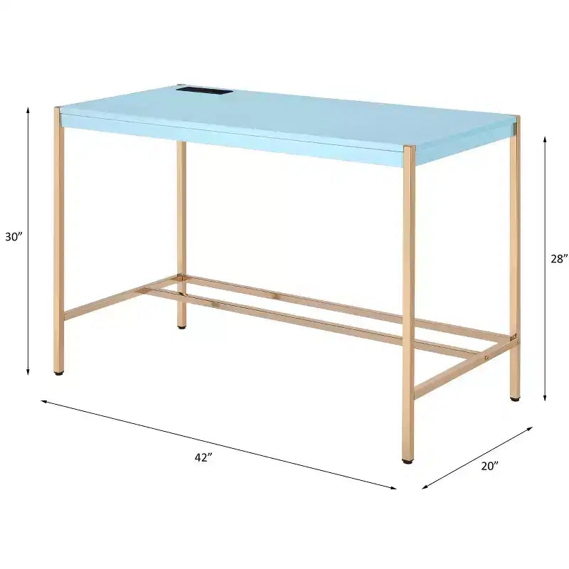 Okak 42IN Elegante Scrivania con Gambe in Metallo Dorato, Scrivania Alta con Ampio Piano del Tavolo, Scrivania da Ufficio per Soggiorno, Sala Lettura