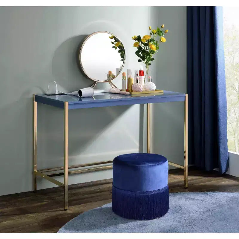 Okak 42IN Elegante Scrivania con Gambe in Metallo Dorato, Scrivania Alta con Ampio Piano del Tavolo, Scrivania da Ufficio per Soggiorno, Sala Lettura