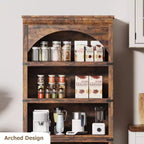Libreria ad arco in stile rustico alta 174,5 cm, scaffale a 5 ripiani in legno per soggiorno, ufficio e biblioteca