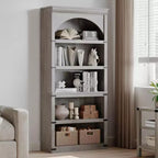Libreria ad arco in stile rustico alta 174,5 cm, scaffale a 5 ripiani in legno per soggiorno, ufficio e biblioteca