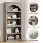 Libreria ad arco in stile rustico alta 174,5 cm, scaffale a 5 ripiani in legno per soggiorno, ufficio e biblioteca