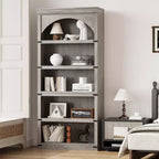 Libreria ad arco in stile rustico alta 174,5 cm, scaffale a 5 ripiani in legno per soggiorno, ufficio e biblioteca
