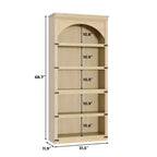 Libreria ad arco in stile rustico alta 174,5 cm, scaffale a 5 ripiani in legno per soggiorno, ufficio e biblioteca
