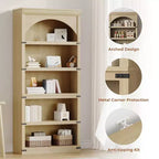 Libreria ad arco in stile rustico alta 174,5 cm, scaffale a 5 ripiani in legno per soggiorno, ufficio e biblioteca