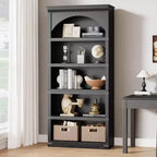 Libreria ad arco in stile rustico alta 174,5 cm, scaffale a 5 ripiani in legno per soggiorno, ufficio e biblioteca