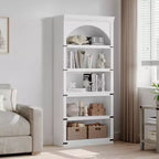 Libreria ad arco in stile rustico alta 174,5 cm, scaffale a 5 ripiani in legno per soggiorno, ufficio e biblioteca