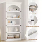 Libreria ad arco in stile rustico alta 174,5 cm, scaffale a 5 ripiani in legno per soggiorno, ufficio e biblioteca