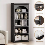 Libreria ad arco in stile rustico alta 174,5 cm, scaffale a 5 ripiani in legno per soggiorno, ufficio e biblioteca