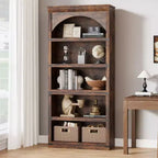 Libreria ad arco in stile rustico alta 174,5 cm, scaffale a 5 ripiani in legno per soggiorno, ufficio e biblioteca