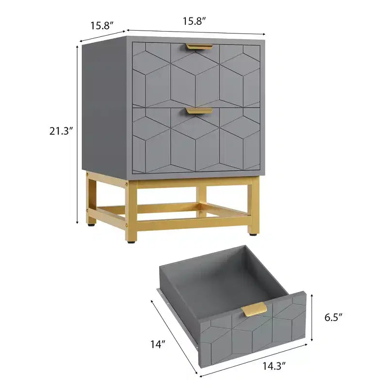 Comodino con 2 cassetti, Cassettiera piccola, Comodino da comodino, Tavolo per camera da letto, Soggiorno,