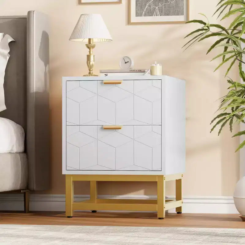 Comodino con 2 cassetti, Cassettiera piccola, Comodino da comodino, Tavolo per camera da letto, Soggiorno,