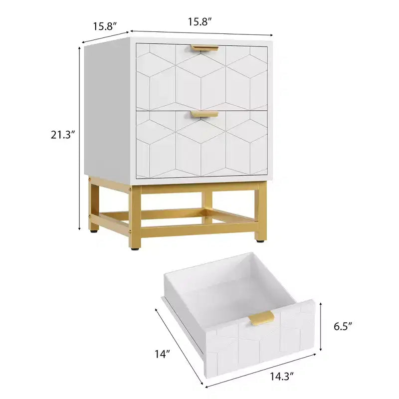 Comodino con 2 cassetti, Cassettiera piccola, Comodino da comodino, Tavolo per camera da letto, Soggiorno,