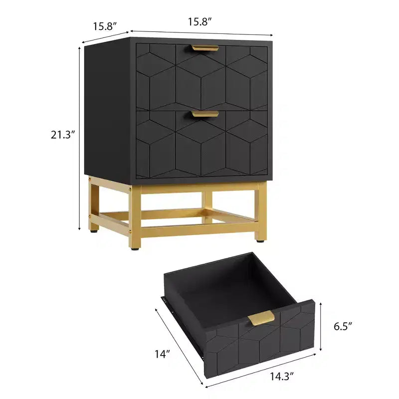 Comodino con 2 cassetti, Cassettiera piccola, Comodino da comodino, Tavolo per camera da letto, Soggiorno,
