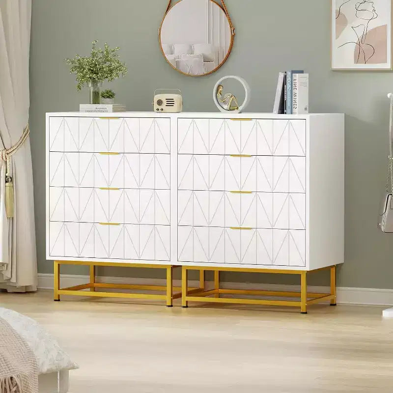Mobile TV, Comodino, Tavolino, Cassettiera moderna con maniglie in metallo, Credenza organizer per camera da letto, soggiorno