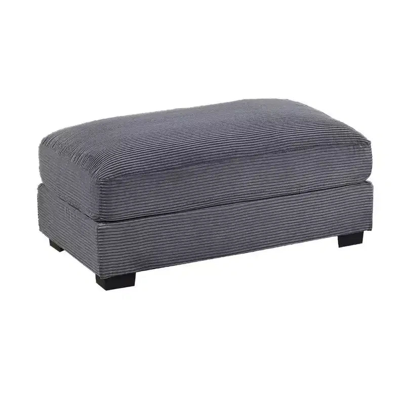 Ottoman Royal Hampton, Velluto a Coste Grigio Scuro, Gambe Nere, 45 x 28 Pollici