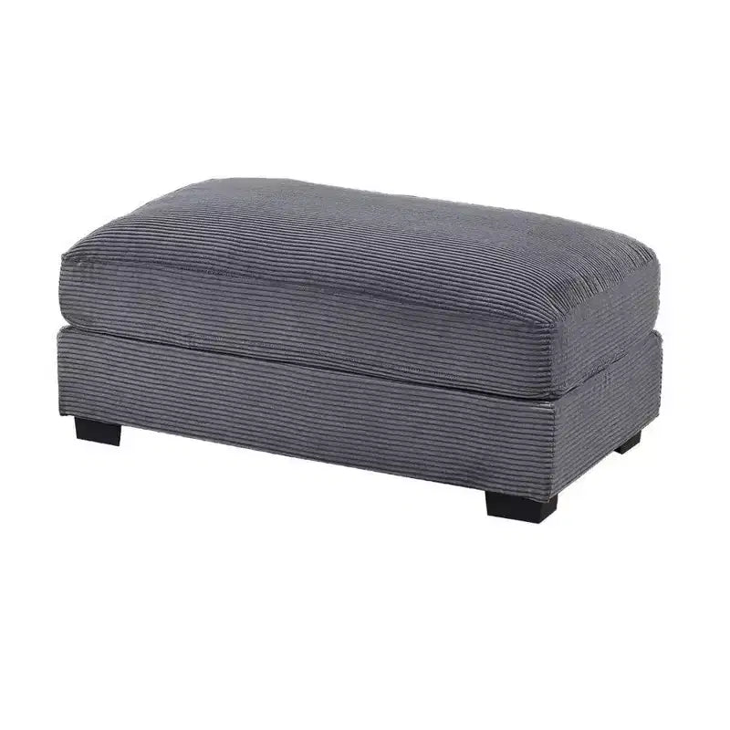 Ottoman Royal Hampton, Velluto a Coste Grigio Scuro, Gambe Nere, 45 x 28 Pollici