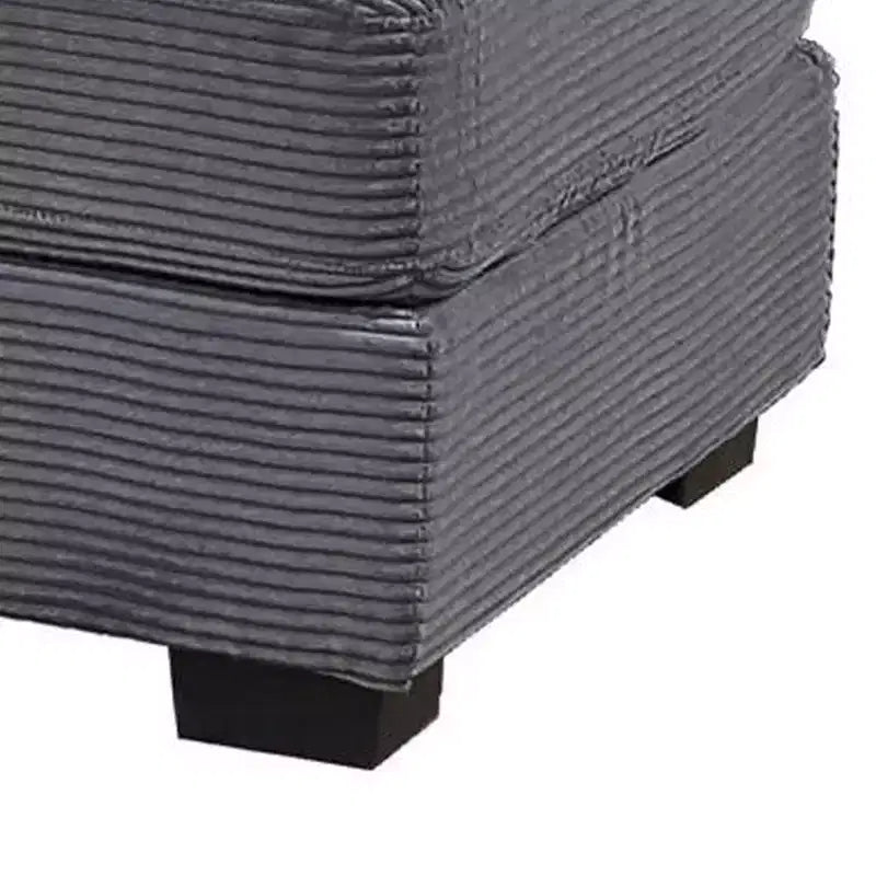 Ottoman Royal Hampton, Velluto a Coste Grigio Scuro, Gambe Nere, 45 x 28 Pollici