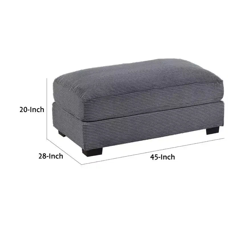 Ottoman Royal Hampton, Velluto a Coste Grigio Scuro, Gambe Nere, 45 x 28 Pollici
