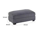 Ottoman Royal Hampton, Velluto a Coste Grigio Scuro, Gambe Nere, 45 x 28 Pollici